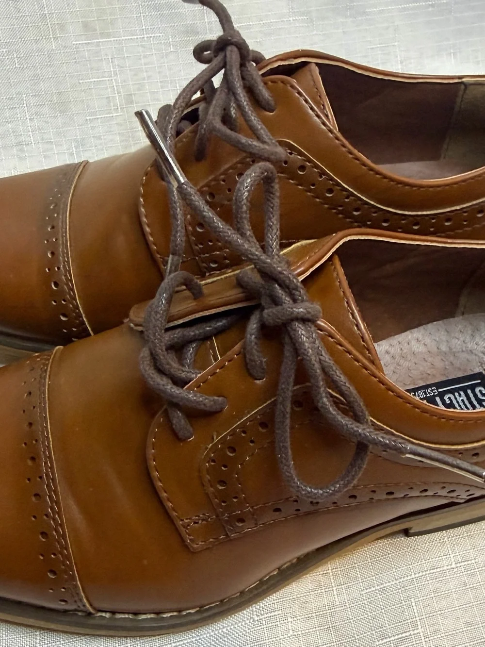 Stacy Adams Boys Cognac Brown Wingtip Brogue Oxford Dress Shoes 13